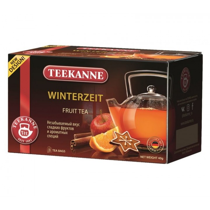 Чай Winterzeit гибискус, яблоко, пряности, 20 пакетиков * 2 г, TEEKANNE