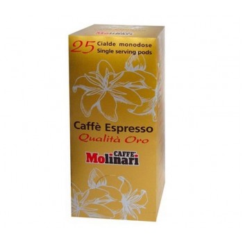 Кофе в чалдах Oro, порционный, 95% арабика/5% робуста, картонная упаковка 7г.х25шт., Molinari