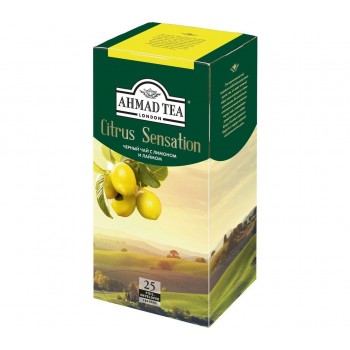 Чай черный Цитрус Сенсейшн с ароматом лимона и лайма, 25 пакетиков с ярлычками в конвертах из фольги х 2 г, AHMAD TEA