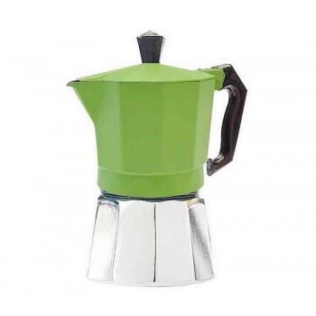 Гейзерная кофеварка на 6 чашек, зеленая, алюминий, Buon Caffe