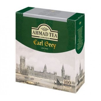 Чай черный с бергамотом Эрл Грей, 100 пакетиков c ярлычками х 2 г, AHMAD TEA