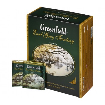 Чай черный Earl Grey Fantasy с бергамотом, 100 пакетиков, Greenfield
