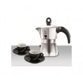 Подарочный набор: кофеварка DAMA на 3 чашки + 2 черные кофейные пары, Bialetti