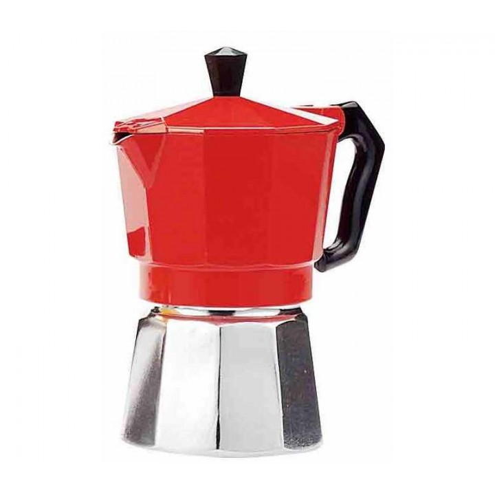 Гейзерная кофеварка на 9 чашек, красная, алюминий, Buon Caffe