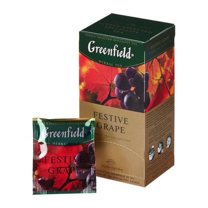 Чай фруктово-ягодный Festive Grape, 25 пакетиков, Greenfield
