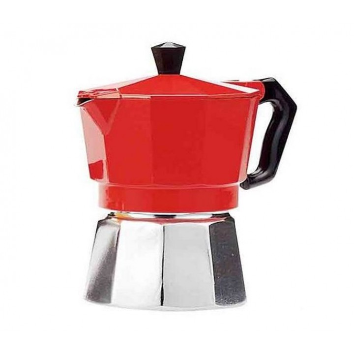 Гейзерная кофеварка на 3 чашки, красная, алюминий, Buon Caffe
