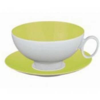 Чашка с блюдцем для чая, 200 мл, зеленая, фарфор, серия SALAM, Guy Degrenne