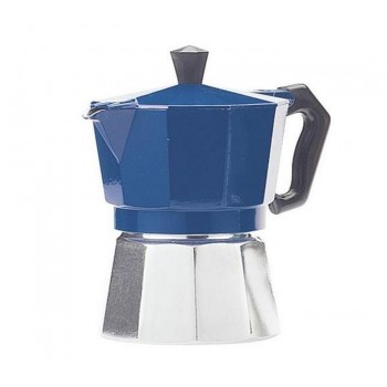 Гейзерная кофеварка на 3 чашки, синяя, алюминий, Buon Caffe