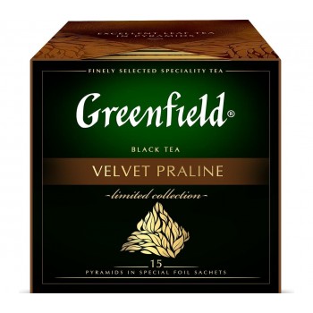 Чайный напиток Velvet Praline, с ароматом шоколадного пралине, 15 пирамидок, Greenfield