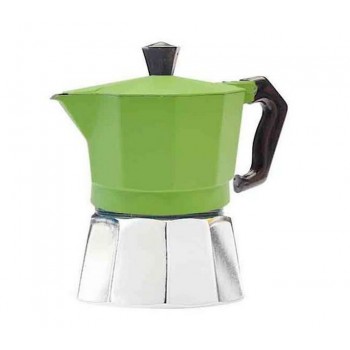 Гейзерная кофеварка на 3 чашки, зеленая, алюминий, Buon Caffe
