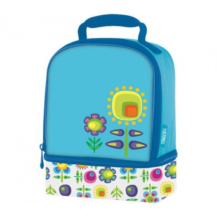 Детская сумочка-термос Floral Dual Lunch Kit Blue с двумя отделениями, Thermos