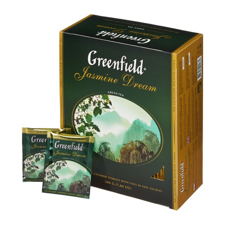 Чай зеленый Jasmine Dream, 100 пакетиков, Greenfield