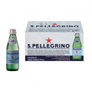 Вода минеральная, 0.25 л, газированная, стекло, упаковка 24 шт., S.Pellegrino