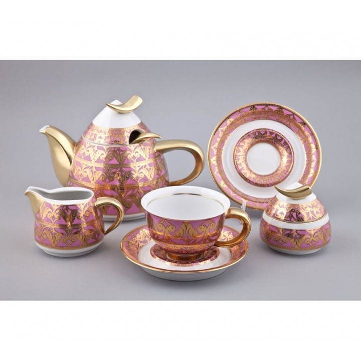 Сервиз чайный с чайником 1.2 л, розовый, фарфор, коллекция Kelt, Rudolf Kampf