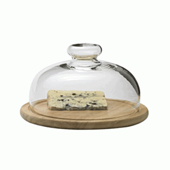 Поднос для сыра с крышкой, D16/20 см, H11 см, прозрачный, стекло/бук, Trendglas