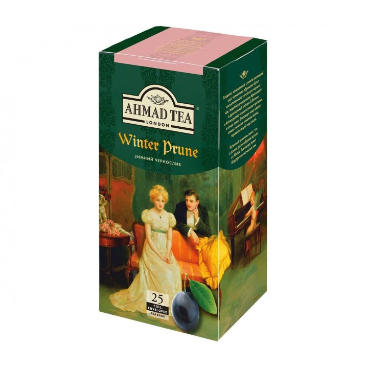 Чай черный Зимний Чернослив, 25 пакетиков с ярлычками в конвертах из фольги х 1.8 г, AHMAD TEA
