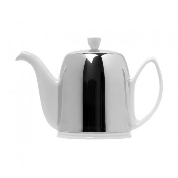 Чайник заварочный с ситечком на 8 чашек + черная вкладка на крышку, белый, нерж.сталь/фарфор, серия SALAM, Guy Degrenne