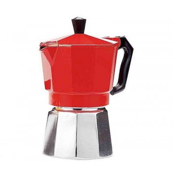 Гейзерная кофеварка на 6 чашек, красная, алюминий, Buon Caffe