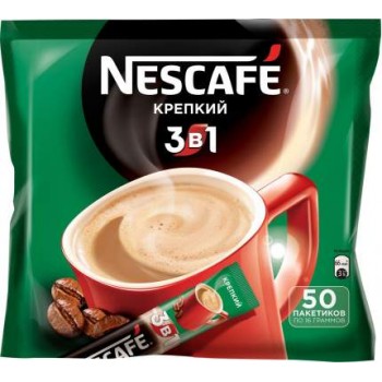 Кофе растворимый в пакетиках 3-в-1 Strong, 50 шт по 14.5 г, Nescafe