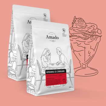 Кофе в зернах ароматизированный Клубника со сливками, 200 г, Amado
