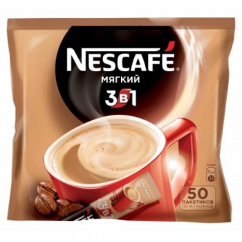 Кофе растворимый в пакетиках 3-в-1 Mild, 50 шт по 14.5 г, Nescafe