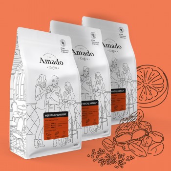 Кофе в зернах Индия Монсунд Малабар, 500 г, Amado