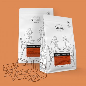 Кофе в зернах ароматизированный Миндаль с шоколадом, 200 г, Amado