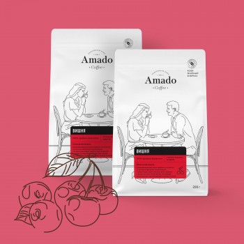 Кофе в зернах ароматизированный Вишня, 200 г, Amado