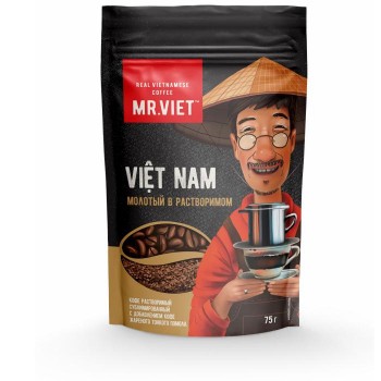 Кофе растворимый сублимированный с добавлением молотого, пакет 75 г, Mr Viet