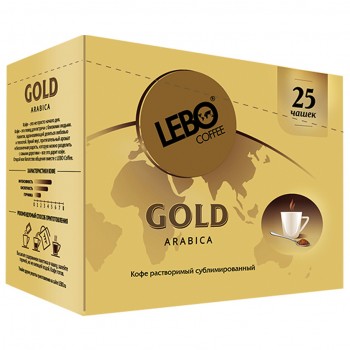 Кофе растворимый сублимированный в пакетиках Gold, 25 шт по 2 г, Lebo