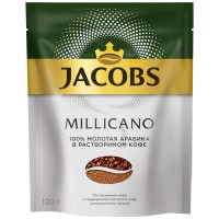 Кофе растворимый с добавлением молотого Millicano, пакет 120 г, Jacobs