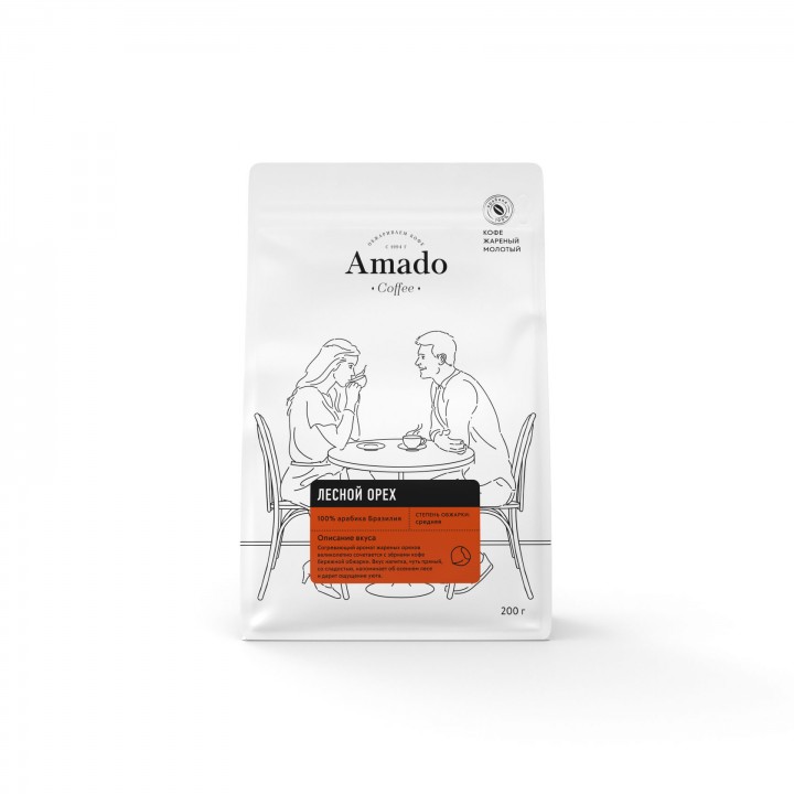 Кофе молотый ароматизированный Лесной орех, 200г, Amado