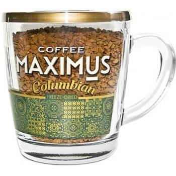 Кофе растворимый сублимированный в стеклянной кружке Columbian, 70 г, Maximus