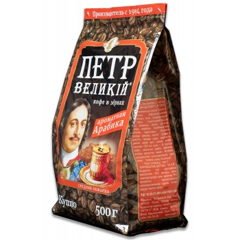 Кофе в зернах, пакет 500 г, Петр Великий