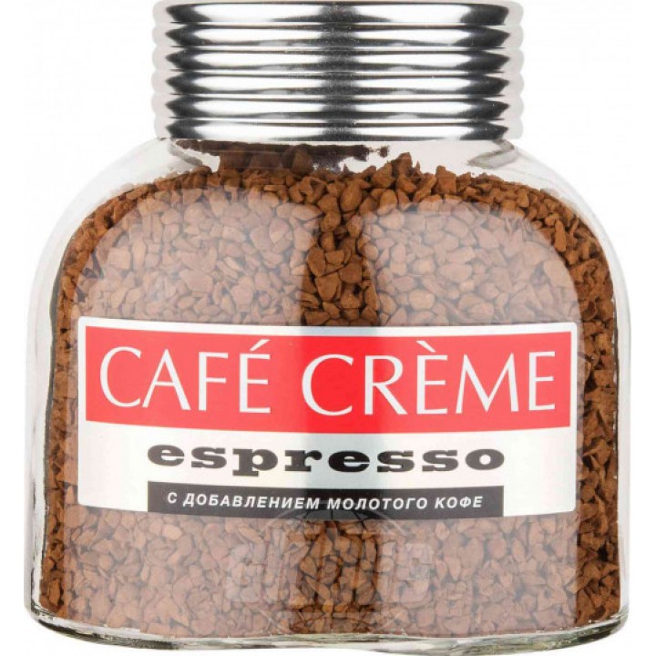 Кофе растворимый сублимированный с добавлением молотого Cafe Creme Espresso, банка 100 г, Café Crème