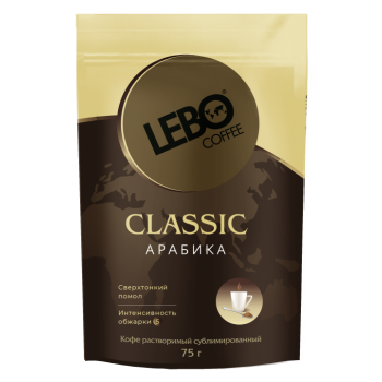 Кофе растворимый сублимированный Classic, пакет 75 г, Lebo