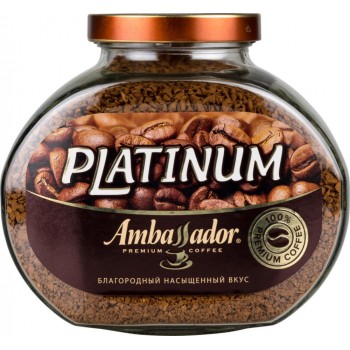 Кофе растворимый Platinum, банка 190 г, Ambassador