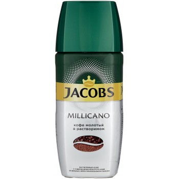 Кофе растворимый с добавлением молотого Millicano, банка 190 г, Jacobs